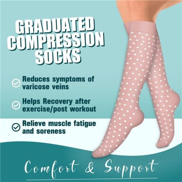 4 Pairs-Compression Socks for Women&Men Circulation-Best Support for Nurses - Picture 3 of 7
